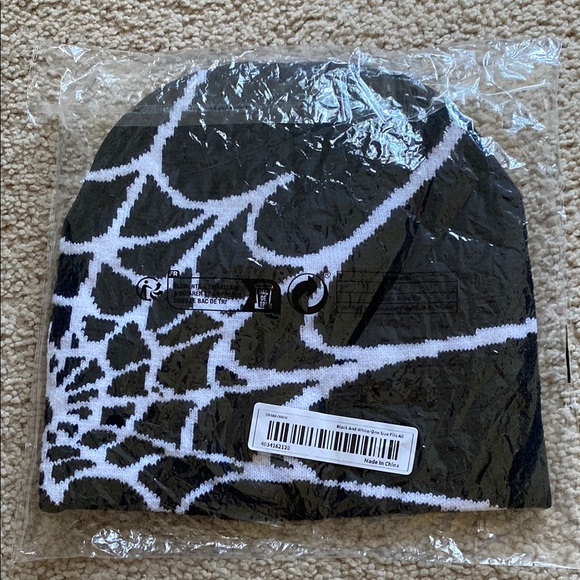 Black and White Spider Web Beanie - Picture 2 of 3